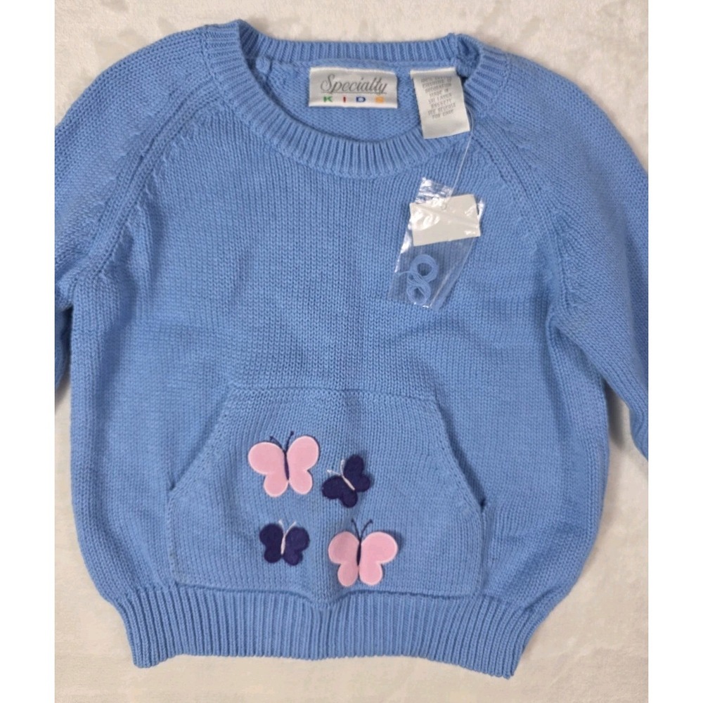 Vintage Y2K Specialty Kids Butterfly Knit Sweater Girls Size 3T Blue Cotton... - Picture 3 of 5
